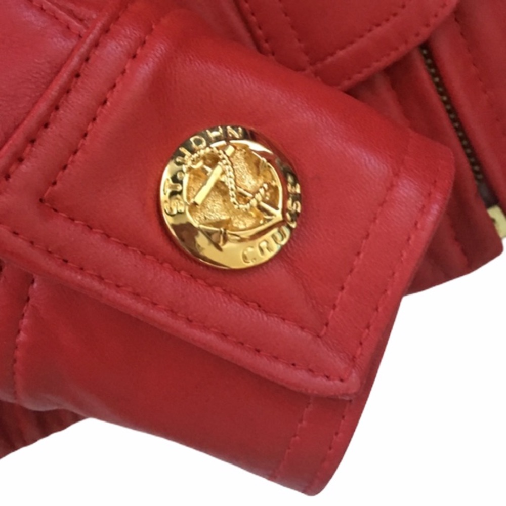 Vintage 90’s ψ St John Collection ψ Nautical Leather Jacket ψ Gold Logo Hardware - Picture 10 of 16